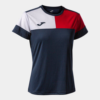 Joma T-Shirt Joma Womens Crew V Short Sleeve T-Shirt Navy Red White